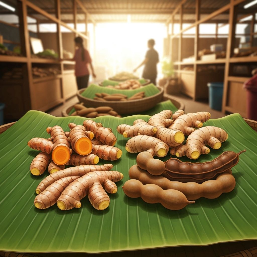 Fresh Indonesian jamu ingredients